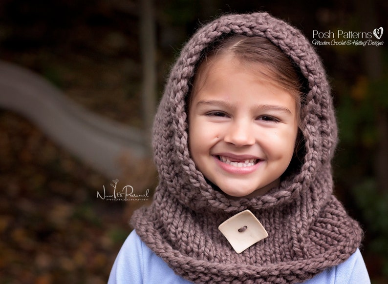 Knitting Pattern Knit Hooded Cowl Hooded Cowl Knitting Pattern Cowl Hood Hooded Scarf Baby, Toddler, Child, Adult Sizes PDF 386 image 1