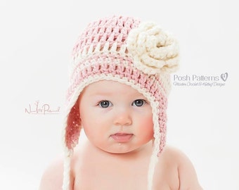 Crochet PATTERN - Easy Earflap Crochet Hat Pattern - Crochet Hat Pattern - Baby, Toddler, Kids, Adult Sizes - Photo Prop Pattern - PDF 120