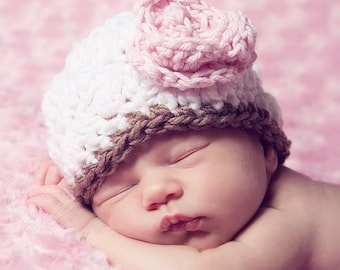 Crochet Baby Hat Pattern - Crochet Hat Pattern - Crochet Flower Pattern - Baby Crochet Pattern - Includes 5 Sizes Newborn to Adult - PDF 165