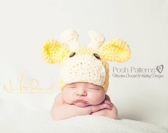 Crochet Giraffe Hat PATTERN – Baby to Adult Sizes (PDF)
