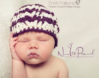 CROCHET PATTERN - Crochet Baby Hat Pattern, Ripple Crochet Pattern, Crochet Pattern Baby (Newborn to Adult Sizes) - Instant PDF Download 213