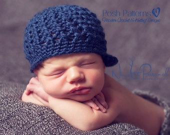 Crochet PATTERN - Cross Stitch Newsboy Hat Crochet Pattern - Crochet Pattern Hat - Crochet Patterns Baby - Includes 6 Sizes - PDF 178