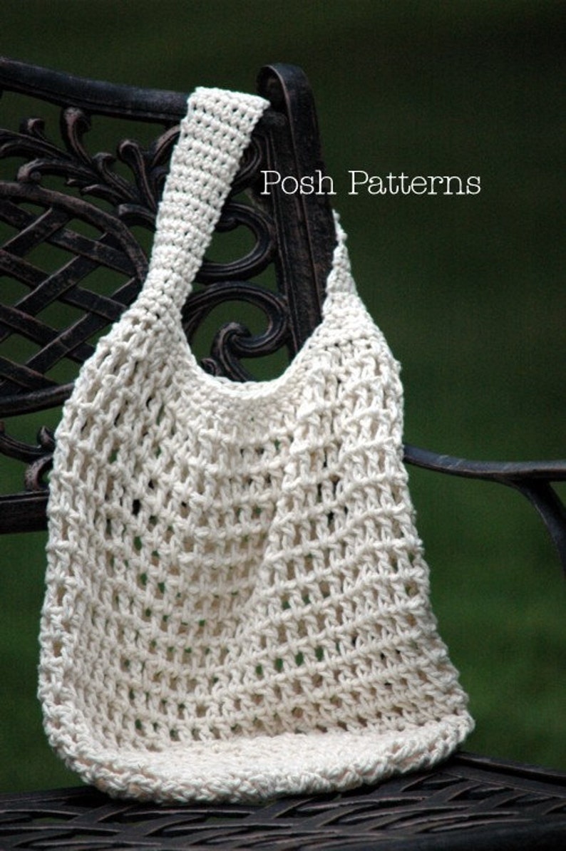 Crochet Bag PATTERN Crochet Market Bag Pattern Crochet Patterns Reusable Bag Green Grocery Bag Easy Crochet Pattern PDF 281 image 2