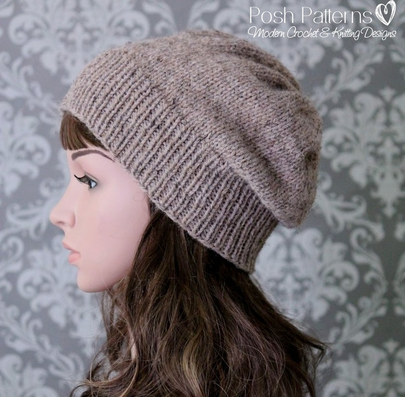 Knitting PATTERN Slouchy Hat Knitting Pattern Knit Slouchy Hat Pattern Knit Hat Pattern Includes 4 Sizes Instant Download PDF 433 image 1