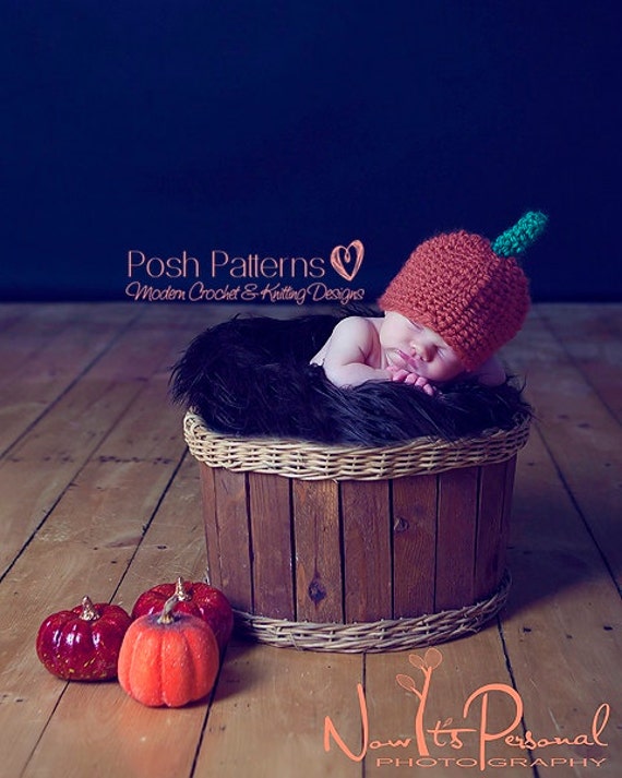 Crochet Pumpkin Hat Pattern - Baby Halloween Costume (PDF Pattern)
