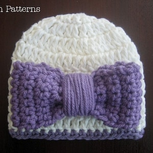 Crochet PATTERN - Hat and Bow Crochet Pattern - Crochet Hat Pattern - Crochet Patterns Kids - Baby, Toddler, Child, Adult Sizes - PDF 208