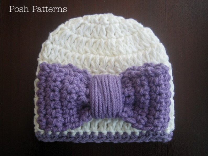 Crochet PATTERN Hat and Bow Crochet Pattern Crochet Hat Pattern Crochet Patterns Kids Baby, Toddler, Child, Adult Sizes PDF 208 image 1