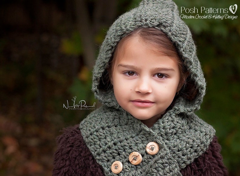 Crochet Pattern Crochet Hooded Scarf Pattern Hooded Cowl Pattern Crochet Patterns for Women Toddler, Child, Adult Sizes PDF 113 image 1