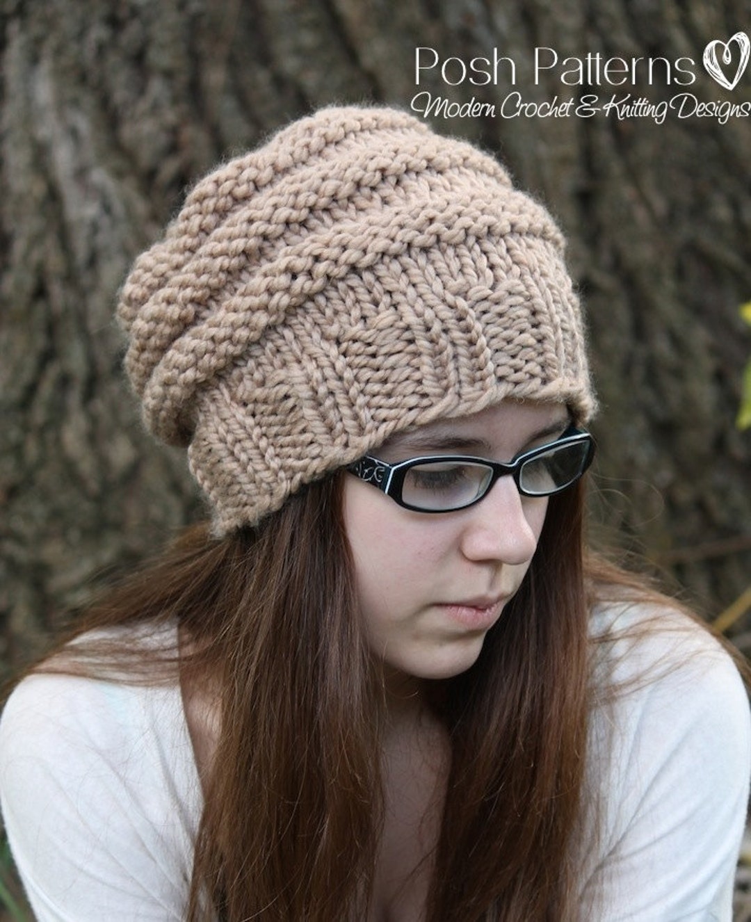 Knitting PATTERN - Beginner Knit Slouchy Hat Pattern – Posh Patterns