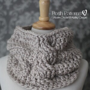 Crochet Pattern For Cowl - Crochet Cables Pattern - Easy Crochet Pattern - Crochet Scarf Pattern - Crochet Pattern for Women - PDF 436