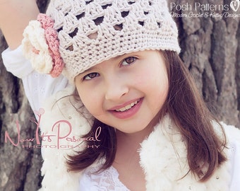 CROCHET PATTERN - Baby Crochet Pattern, Crochet Hat Pattern, Crochet Patterns, Crochet Flower (Includes 6 Sizes) - Instant PDF Download 123