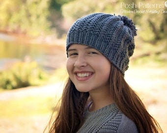 Easy Beginner Knitting PATTERN - Easy Ribbed Knit Hat Pattern - Knitting Patterns for Men - Knit Hat Pattern - Instant Digital Download PDF