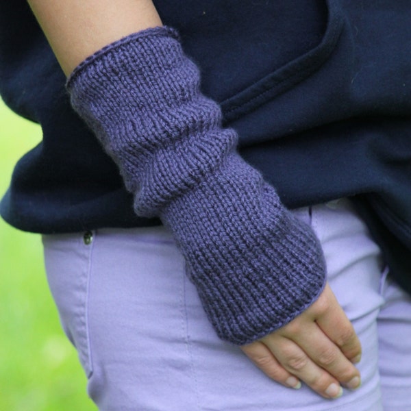 Knitting PATTERN - Fingerless Mittens Knitting Pattern - Easy Knit Arm Warmers Wrist Warmers Pattern - Make 2 Ways - Ladies Teen