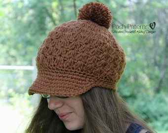 CROCHET PATTERN - Crochet Hat Pattern, Crochet Newsboy Hat Pattern, Crochet Pattern Hat (Baby to Adult Sizes) - Instant PDF Download 122