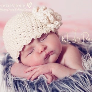 Crochet PATTERN Scalloped Edge Beanie Crochet Hat Pattern PDF 143 Includes 6 Sizes Newborn to Adult image 1