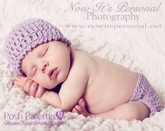 Crochet Hat and Diaper Cover PATTERN – Newborn Photo Prop (PDF)