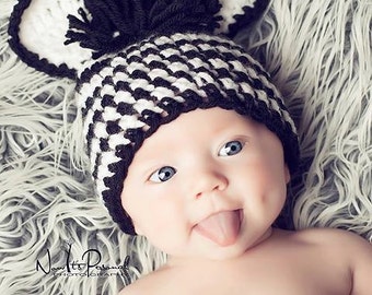 Crochet PATTERN - Baby Hat Crochet Pattern - Baby Zebra Hat Pattern - Comprend 3 tailles - Photo Prop Pattern - Téléchargement instantané PDF 158