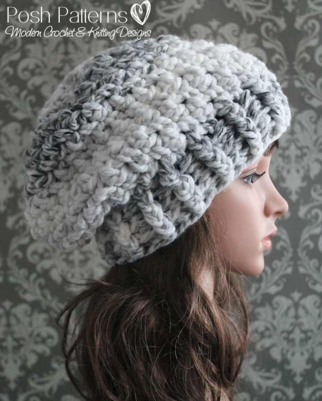 Slouchy Hat Crochet Pattern - Crochet Pattern - Crochet Hat Pattern ...