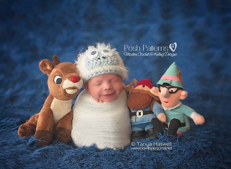 Crochet PATTERN Bumble Abominable Snowman Beanie Crochet Hat Pattern Newborn to 3 Months Photo Prop Pattern PDF 340 image 1