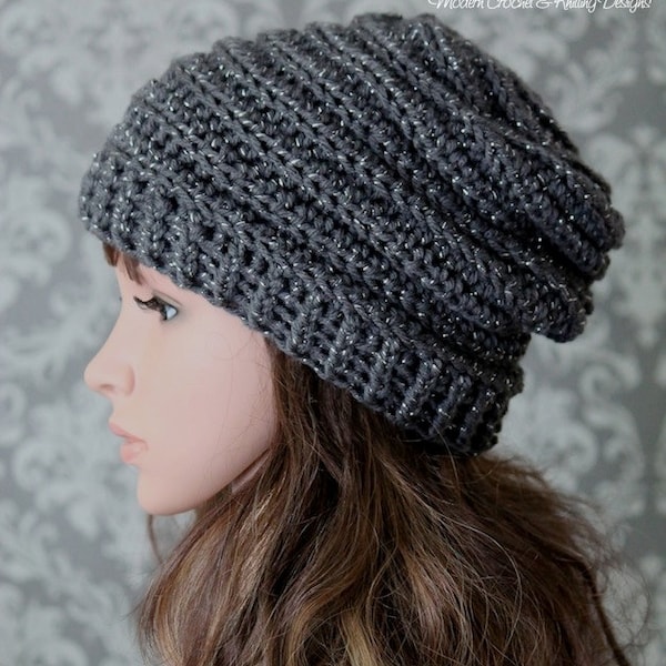 Crochet PATTERN - Easy Crochet Pattern - Crochet Slouchy Hat Pattern - Ribbed Crochet Hat Pattern - Baby, Child, Adult Sizes -  PDF 429