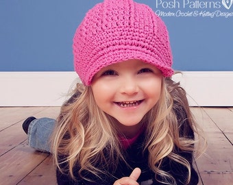 Crochet PATTERN - Crochet Visor Hat Pattern - Crochet Hat Pattern - Newsboy Beanie - Baby, Toddler, Kids, Adult Sizes - PDF 108