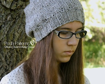 Knitting PATTERN - Slouchy Hat Knitting Patterns - Knitting Patterns for Men - Knitting Patterns for Women - Includes 6 Sizes - PDF 338