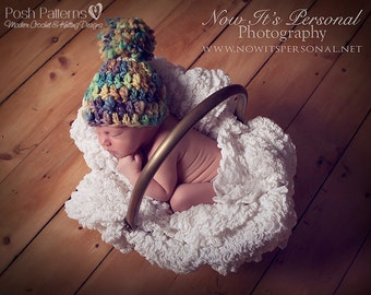 PADRÃO DE Crochê - Padrão de chapéu de crochê - Padrões de crochê - Gorro Pom Pom fiado à mão - Inclui tamanhos para bebês, crianças pequenas, crianças, adultos - PDF 225