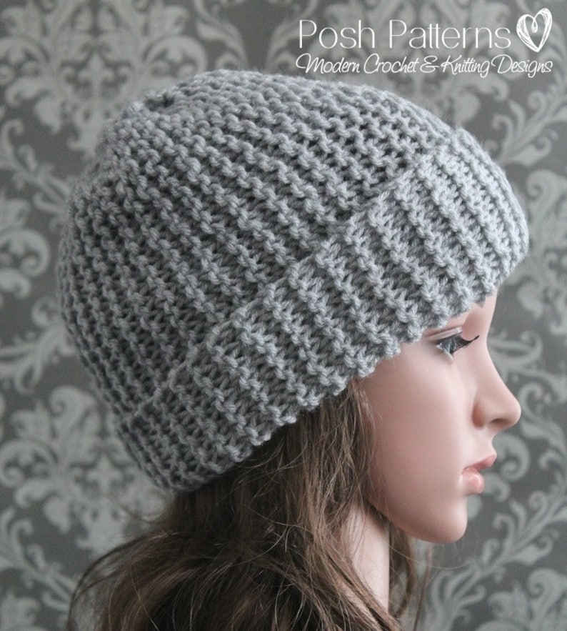 Knitting PATTERN Easy Beginner Knit Slouchy Hat Pattern Knitting Patterns for Men Includes Baby, Child, Adult Sizes PDF 314 image 3