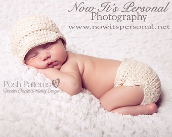 Crochet PATTERN - Newsboy Hat Crochet Pattern - Diaper Cover Pattern - Crochet Pattern Hat - Baby Crochet Patterns - Photo Props - PDF 192