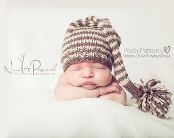 Knitting PATTERNS - Sleeping Hat Knitting Pattern, Knit Pixie Hat Pattern, (Baby to Adult Sizes) - Make 2 Ways - Photo Prop - PDF 211