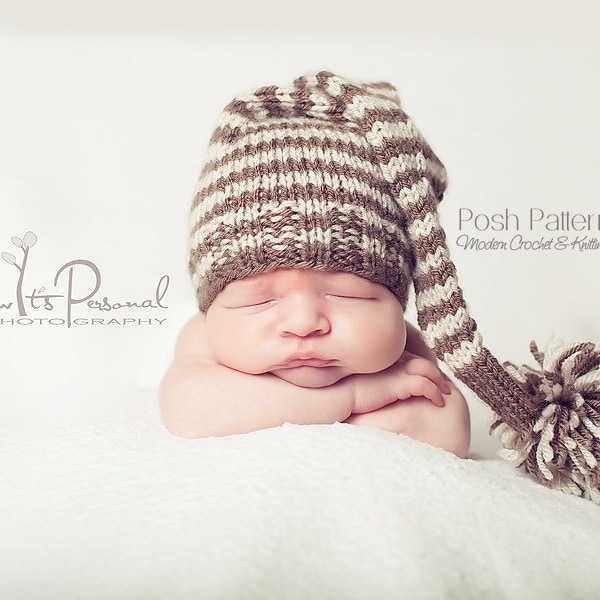 Knitting PATTERNS - Sleeping Hat Knitting Pattern, Knit Pixie Hat Pattern, (Baby to Adult Sizes) - Make 2 Ways - Photo Prop - PDF 211