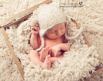 Breipatroon - Gebreid oorklepmutspatroon - Babymuts Breipatroon - Breipatronen Hoeden - Inclusief 3 maten - Foto Prop - PDF 144
