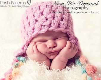 Crochet Earflap Hat Pattern – Baby Sizes, Photo Prop (PDF Pattern)
