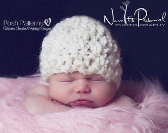 Patrón de gorro de crochet grueso: tallas de recién nacido a adulto (PDF)