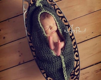 Crochet PATTERN - Newborn Pea Pod Cocoon Crochet Pattern - Crochet Peapod Pattern - Newborn Cocoon - PDF 210 - Photo Prop Pattern