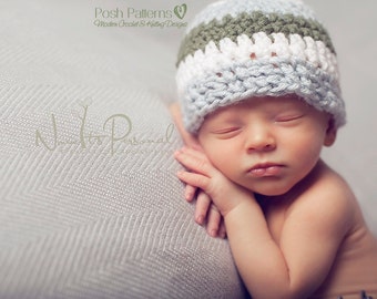 Crochet PATTERN - Crochet Hat Pattern - Easy Crochet Beanie - Includes Baby, Toddler, Child, Kids, Adult Sizes - Photo Prop - PDF 263