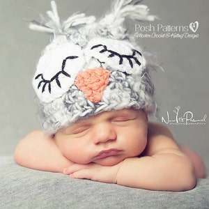 Crochet PATTERNS - Crochet Hat Pattern - Baby Owl Hat Pattern - Crochet Patterns for Babies - Includes 6 Sizes - Photo Prop Pattern PDF 109