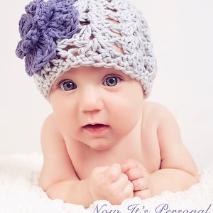 Crochet PATTERN - Crochet Hat Pattern - Lace Hat and Flower Pattern - Crochet Baby Hat Pattern - PDF 117 - Includes 6 Sizes Newborn to Adult