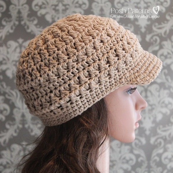 Crochet PATTERN - Crochet Newsboy Hat Pattern - Crochet Hat Pattern - Crochet Patterns Women - Includes 6 Sizes Newborn to Adult - PDF 358