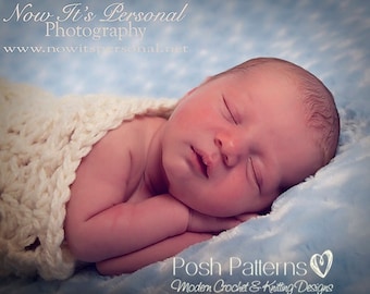 Crochet Newborn Cocoon Pattern - Lacy Wrap, Super Bulky Yarn (PDF)