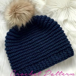 Crochet PATTERN - Knit Look Crochet Hat Pattern - Easy Crochet Pattern - Crochet Beanie Pattern - Ribbed Crochet Hat - 6 Sizes -  PDF 453