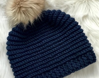 Crochet PATTERN - Knit Look Crochet Hat Pattern - Easy Crochet Pattern - Crochet Beanie Pattern - Ribbed Crochet Hat - 6 Sizes -  PDF 453