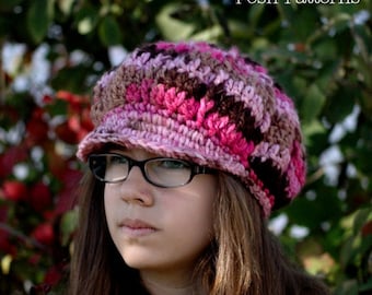 Crochet PATTERN - Crochet Hat Pattern - Crochet Newsboy Hat Pattern - Baby Crochet Patterns - Baby, Toddler, Child, Adult Sizes - PDF 222