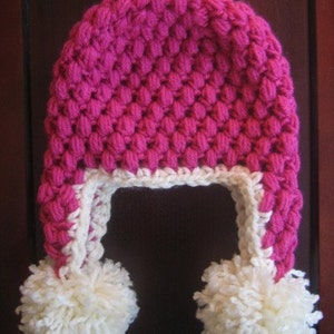 Crochet PATTERN Puff Stitch Earflap Hat Crochet Hat Pattern Crochet Patterns Kids Baby, Toddler, Child, Kids, Adult Sizes PDF 104 image 1