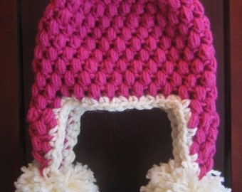 Crochet PATTERN - Puff Stitch Earflap Hat - Crochet Hat Pattern - Crochet Patterns Kids - Baby, Toddler, Child, Kids, Adult Sizes - PDF 104