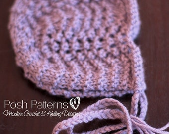 Knitting Pattern - Knitting Patterns Hats - Lace Baby Bonnet Knitting Pattern - Includes Baby Kids Adult - DK Knit Hat Pattern - PDF 350
