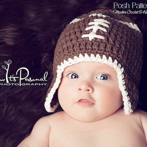 Crochet PATTERN - Football Hat Pattern - Crochet Pattern Hat - Crochet Patterns Boys - Crochet Patterns Baby - Includes 6 Sizes - PDF 114