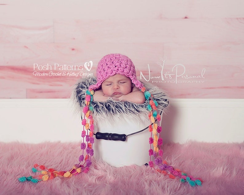 Crochet PATTERNS PDF Crochet Patterns Earflap Hat Crochet Pattern Baby Crochet Pattern Hat Includes 3 Sizes Photo Prop PDF 236 image 6