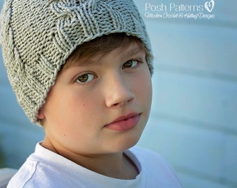 Knitting PATTERNS - Knitting Patterns for Men - Chevron Cable Knit Hat Pattern - Includes Baby, Toddler, Child, Kids, Adult Sizes - PDF 388