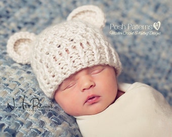 Crochet PATTERN - Bear Hat Crochet Pattern - Crochet Pattern Baby - Crochet Hat Pattern - Includes 4 Sizes Newborn to Adult - PDF 203